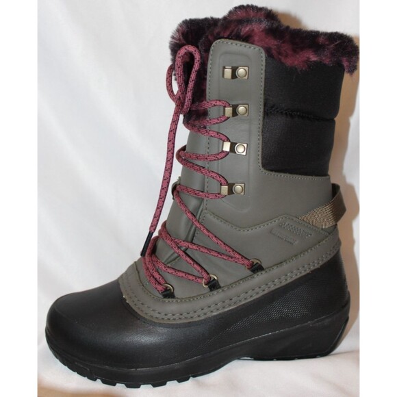 THE NORTH FACE Womens Shellista IV Luxe Waterproof Tall Snow Boots Black Green 7 - Picture 3 of 6